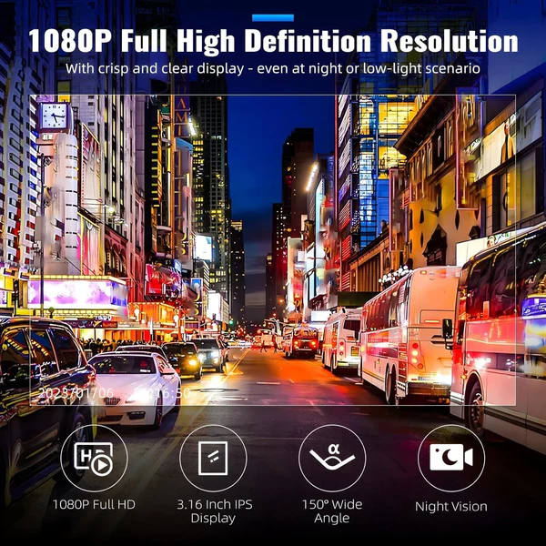 Sulris 360Guard™ 4-Channel Wireless Dash Cam with GPS & IR Night Vision