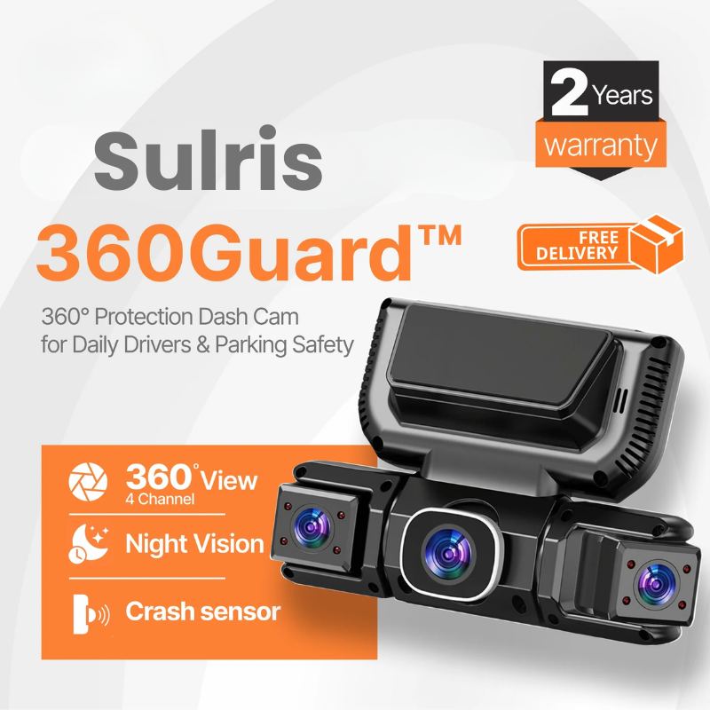 Sulris 360Guard™ 4-Channel Wireless Dash Cam with GPS & IR Night Vision