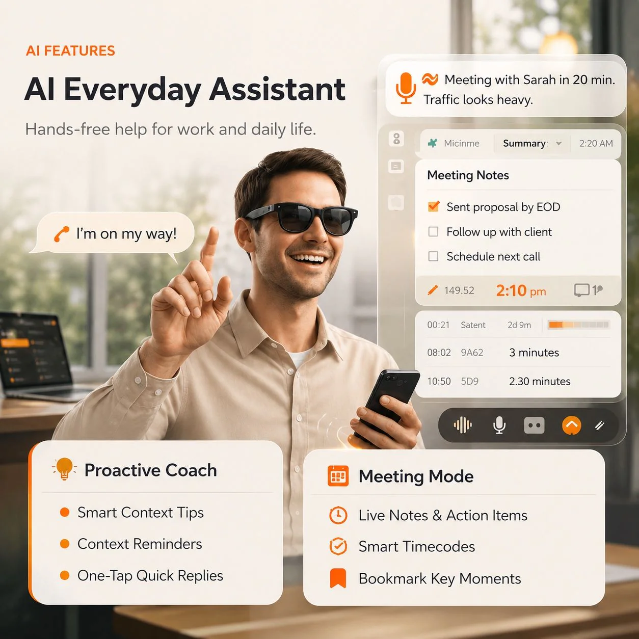 AI Smart Glasses with 8MP Camera