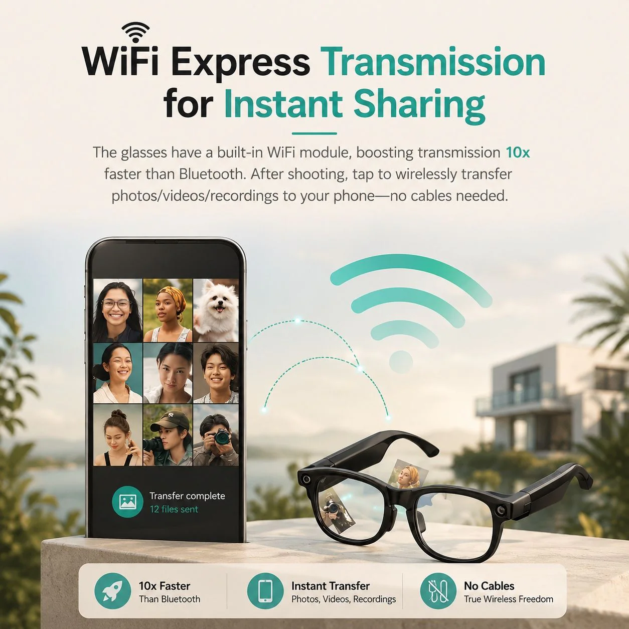 AI Smart Glasses with 8MP Camera