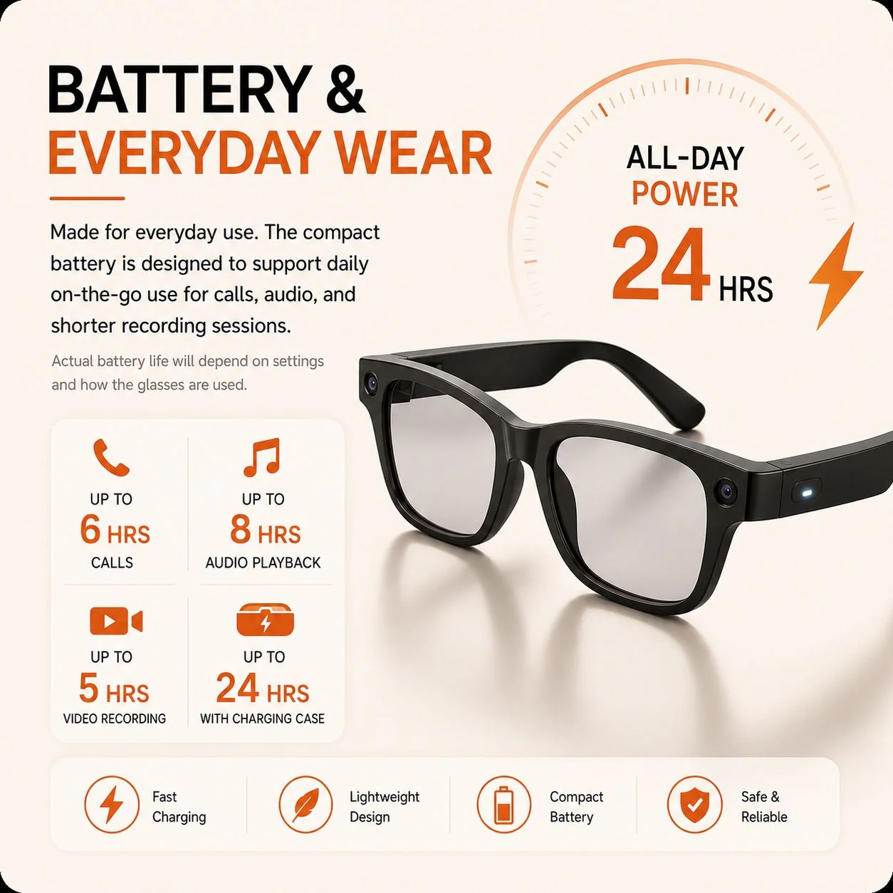AI Smart Glasses with 8MP Camera